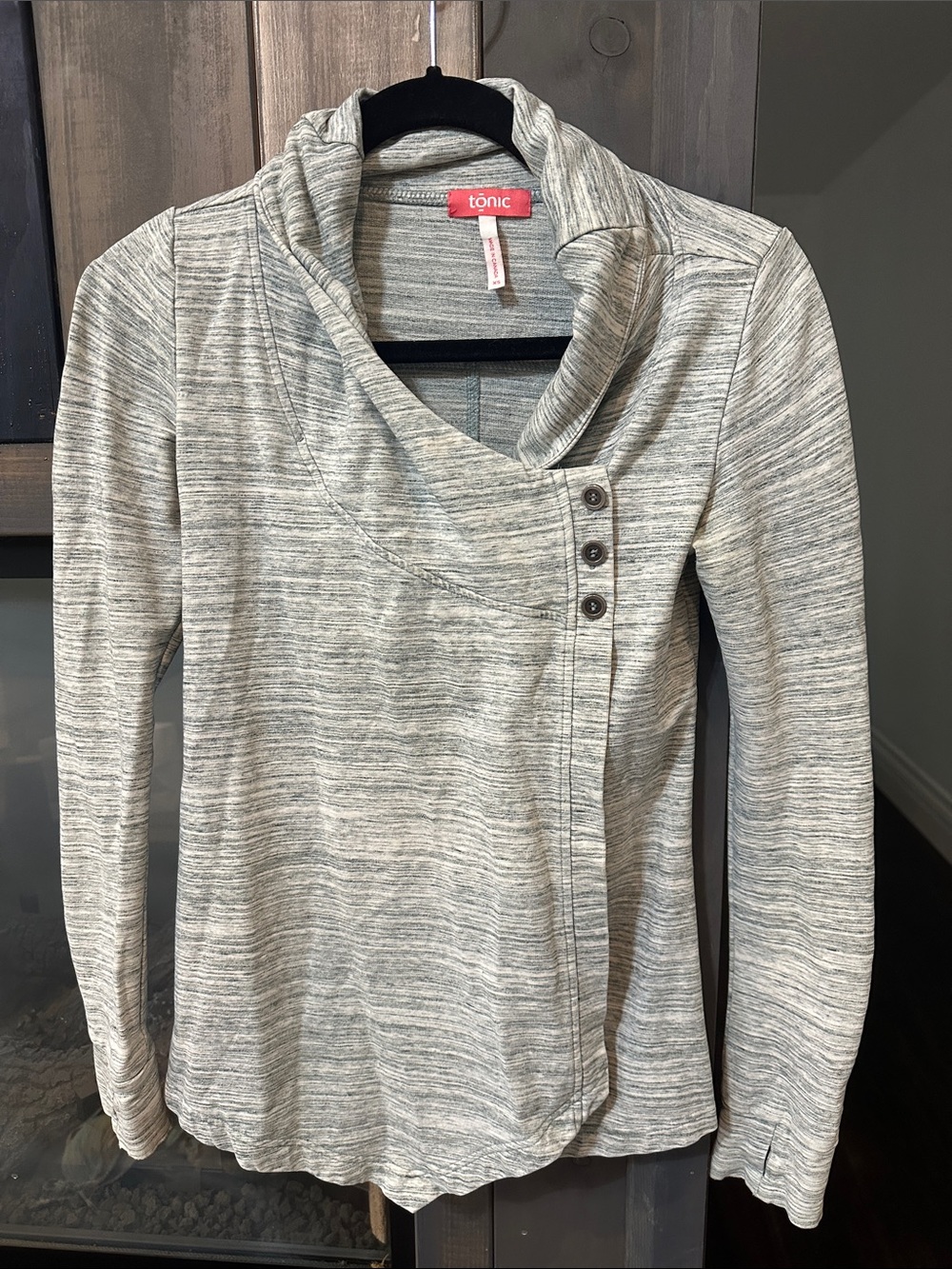 Tonic Women's Heathered Cream Cowl Neck Sweater